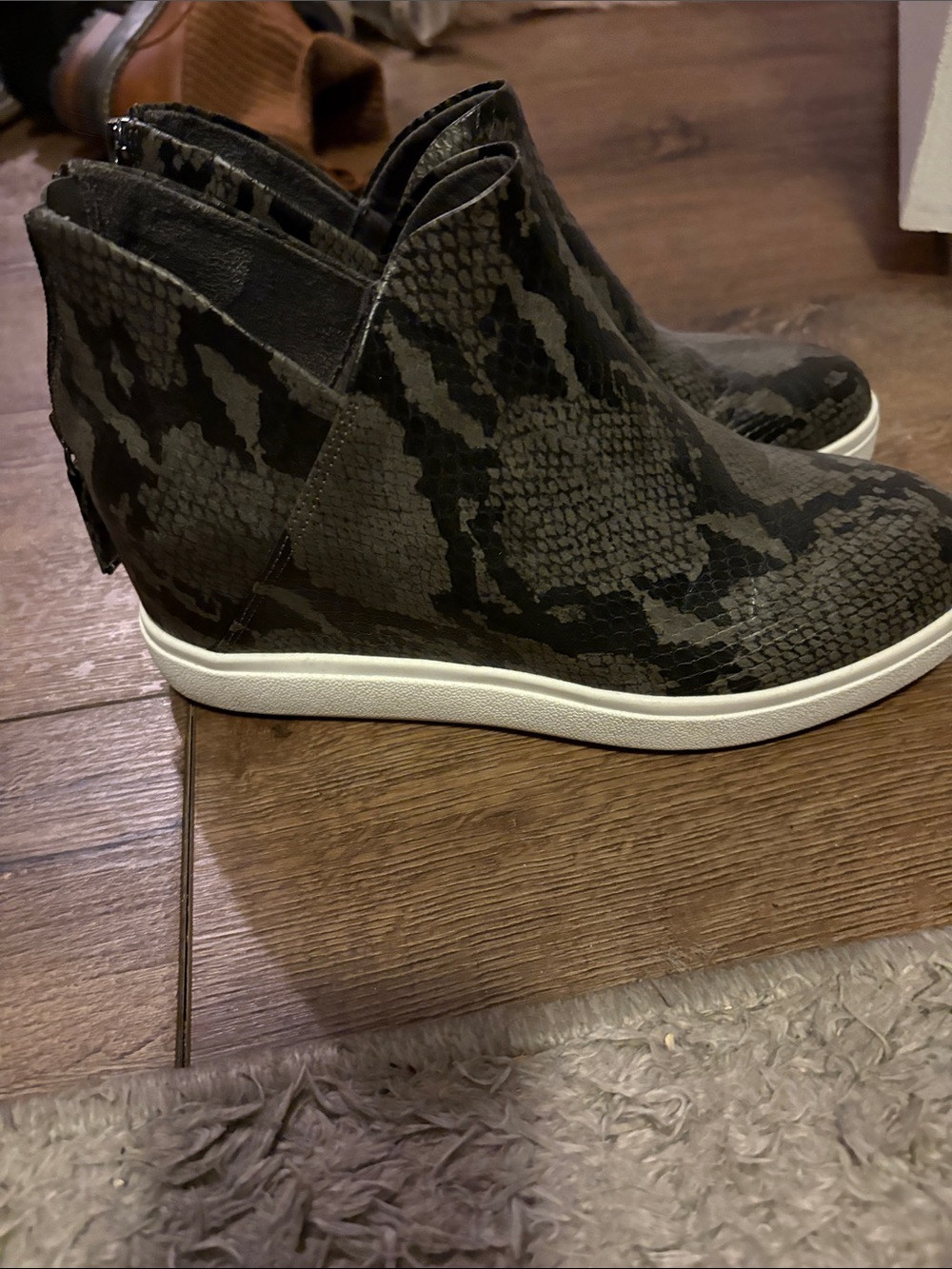 Dr. Scholl's Black Snake-Print Wedge Sneakers